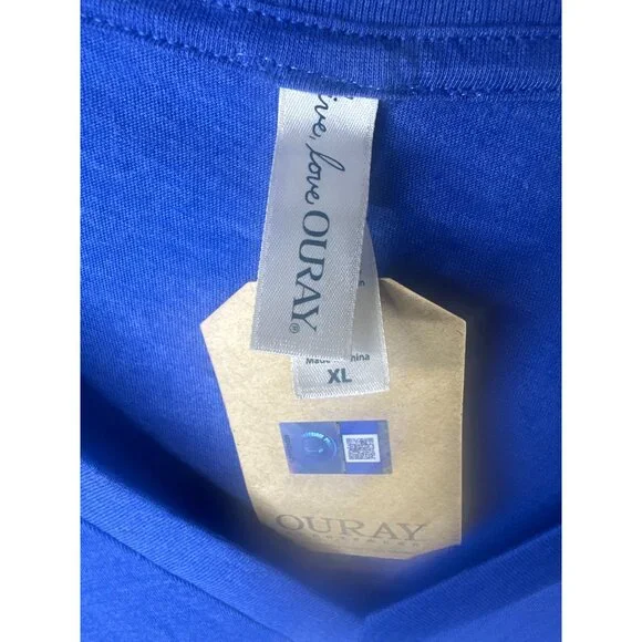 Ouray Womens Large V Neck Royal Blue Short Sleeve Air Force AF Fitted T Shirt - Picture 4 of 7